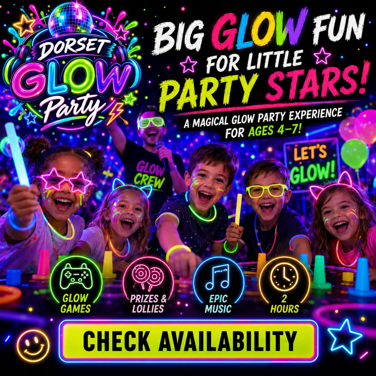 Dorset Glow Party for children aged 4 to 7